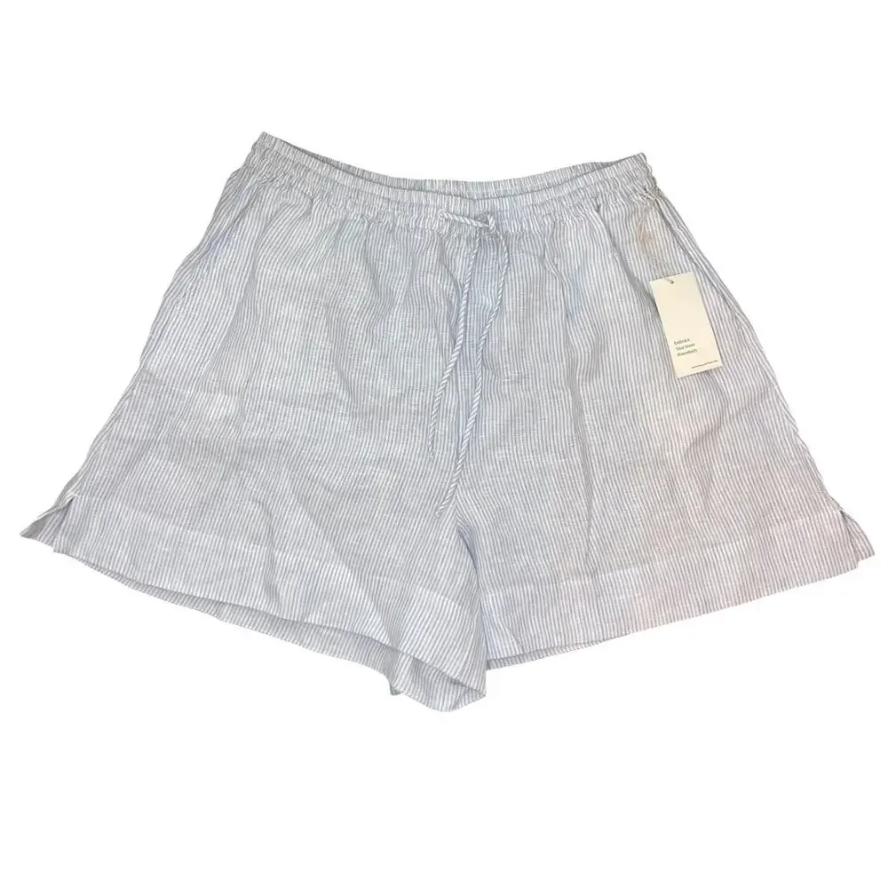 Haven well within blue striped linen shorts new with tag pull on high waist